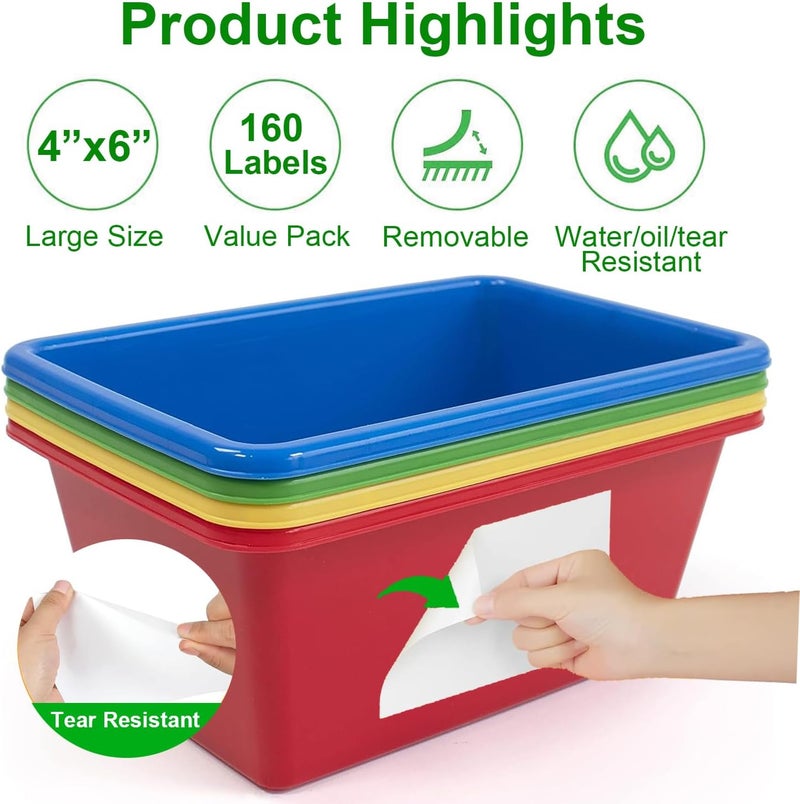 Lrogoe 150 Pcs Labels for Storage Bins, 6 X 4 Inch Removable Tear Resistant No Residue Storage Bins Labels for Home Organization, Storage, Business, School - Image 2